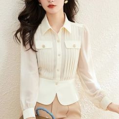 2Pcs Autumn New Design Chiffon Shirt