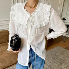 Linen Blend Button Down Vacation Womens Shirt
