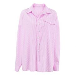 15Pcs Ladylike Elegant Pink Striped Shirt