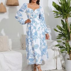 3Pcs Fashion Womens Long Floral Dress