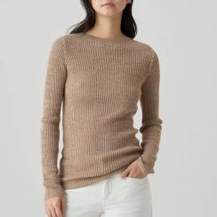 Womens Pullover Fine Ribbed Knit Top