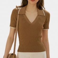 Womens Polo Lapel Knit