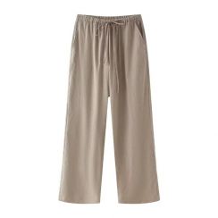 3Pcs Womens Long Solid Color Elastic Waist Pocket Casual Pants